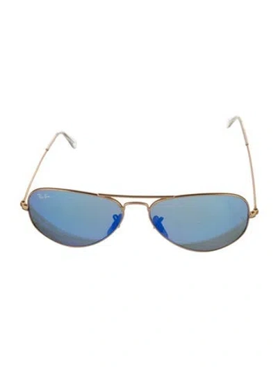 Pre-owned Ray Ban Aviator Mirrored Sunglasses In Gold