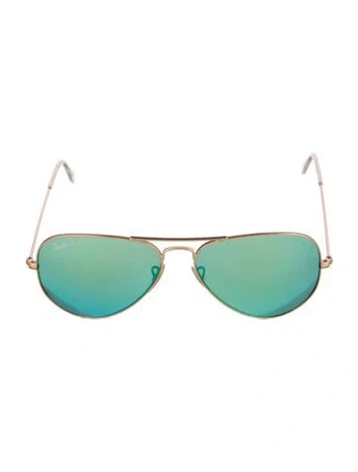 Pre-owned Ray Ban Aviator Mirrored Sunglasses In Gold