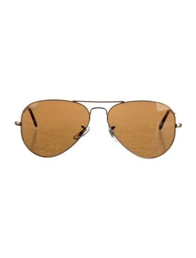 Pre-owned Ray Ban Aviator Mirrored Sunglasses In Gold