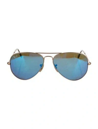 Pre-owned Ray Ban Aviator Mirrored Sunglasses In Gold