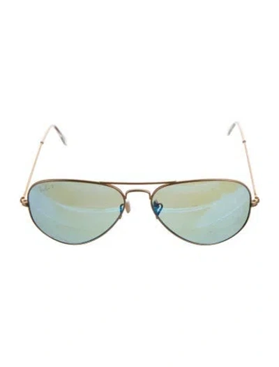 Pre-owned Ray Ban Aviator Mirrored Sunglasses In Gold