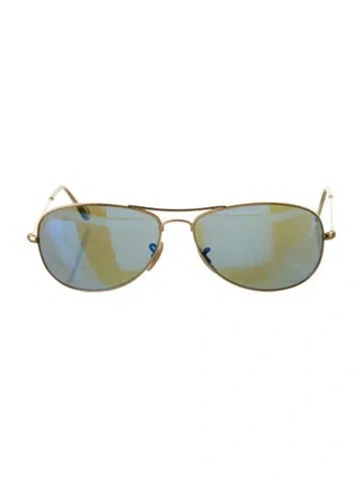 Pre-owned Ray Ban Aviator Mirrored Sunglasses In Gold