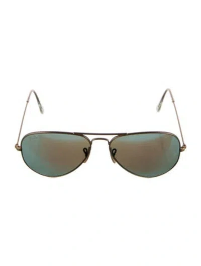 Pre-owned Ray Ban Aviator Mirrored Sunglasses In Gold