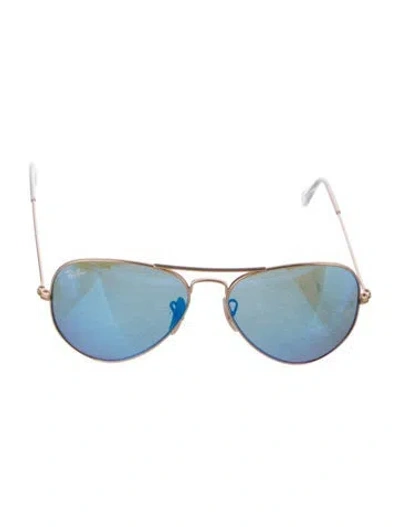 Pre-owned Ray Ban Aviator Mirrored Sunglasses In Gold