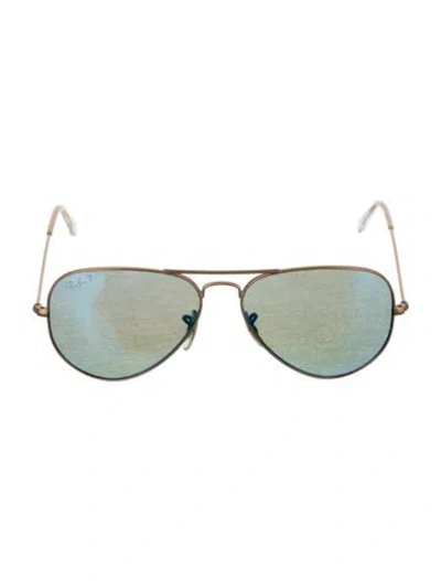 Pre-owned Ray Ban Aviator Mirrored Sunglasses In Gold