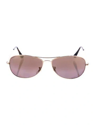Pre-owned Ray Ban Aviator Mirrored Sunglasses In Gold