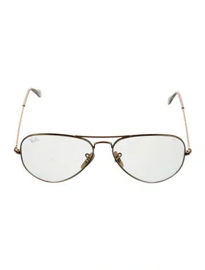 Pre-owned Ray Ban Aviator Mirrored Sunglasses In Gold
