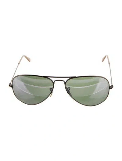 Pre-owned Ray Ban Aviator Mirrored Sunglasses In Gold