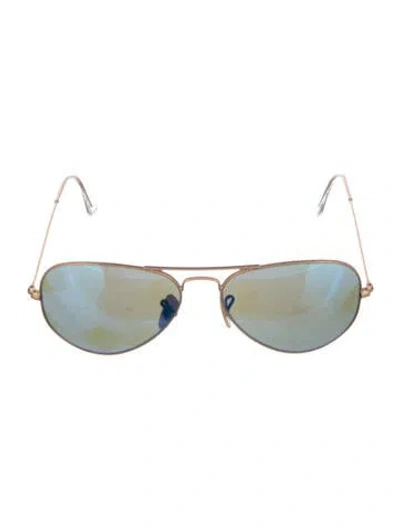 Pre-owned Ray Ban Aviator Mirrored Sunglasses In Gold