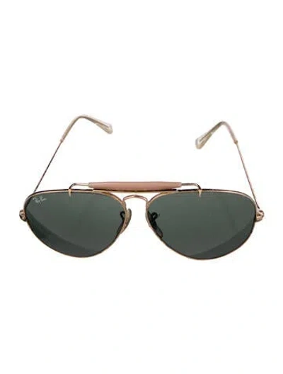 Pre-owned Ray Ban Aviator Mirrored Sunglasses In Gold