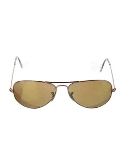 Pre-owned Ray Ban Aviator Mirrored Sunglasses In Gold