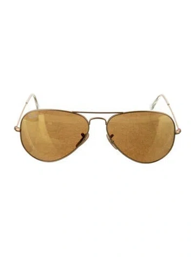 Pre-owned Ray Ban Aviator Mirrored Sunglasses In Gold