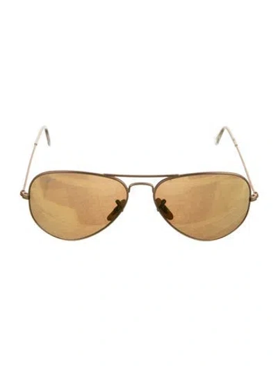 Pre-owned Ray Ban Aviator Mirrored Sunglasses In Gold