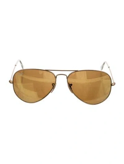 Pre-owned Ray Ban Aviator Mirrored Sunglasses In Gold