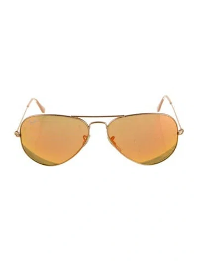 Pre-owned Ray Ban Aviator Mirrored Sunglasses In Gold