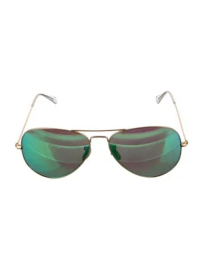 Pre-owned Ray Ban Aviator Mirrored Sunglasses In Gold