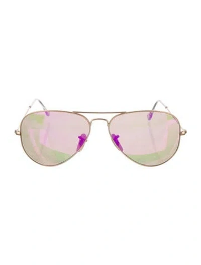 Pre-owned Ray Ban Aviator Mirrored Sunglasses In Gold