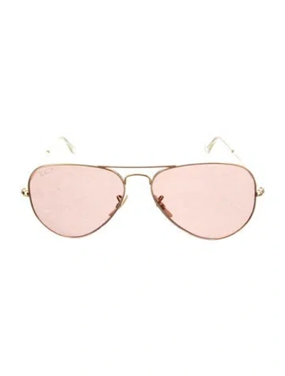 Pre-owned Ray Ban Aviator Mirrored Sunglasses In Gold