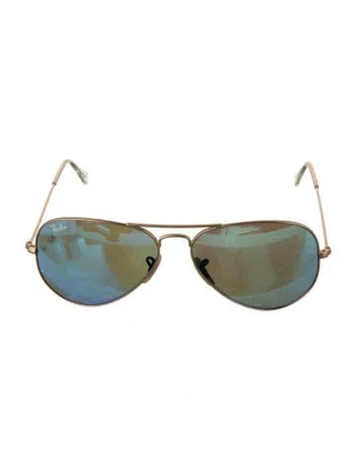 Pre-owned Ray Ban Aviator Mirrored Sunglasses In Gold