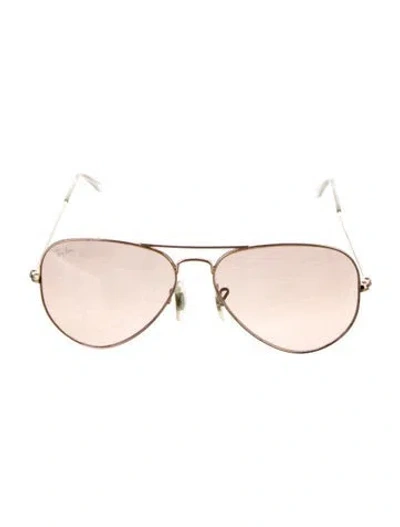 Pre-owned Ray Ban Aviator Mirrored Sunglasses In Gold