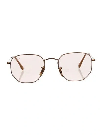 Pre-owned Ray Ban Aviator Mirrored Sunglasses In Gold