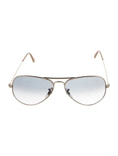 Pre-owned Ray Ban Aviator Mirrored Sunglasses In Gold