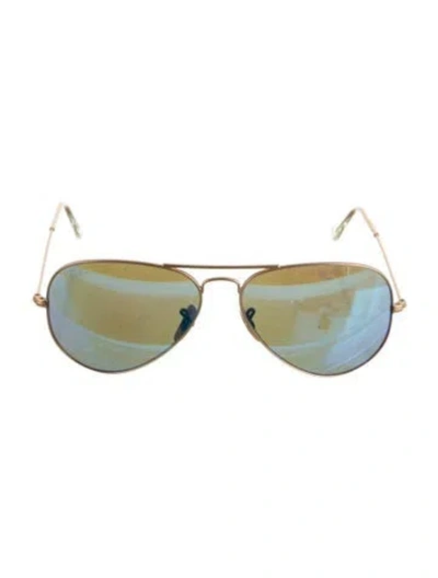 Pre-owned Ray Ban Aviator Mirrored Sunglasses In Gold