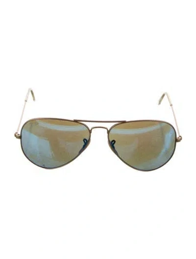 Pre-owned Ray Ban Aviator Mirrored Sunglasses In Gold