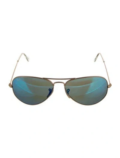 Pre-owned Ray Ban Aviator Mirrored Sunglasses In Gold