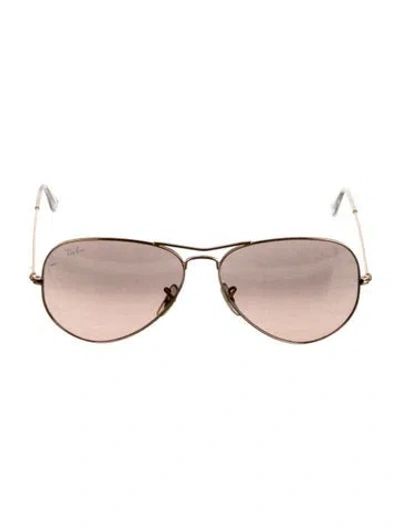 Pre-owned Ray Ban Aviator Mirrored Sunglasses In Gold