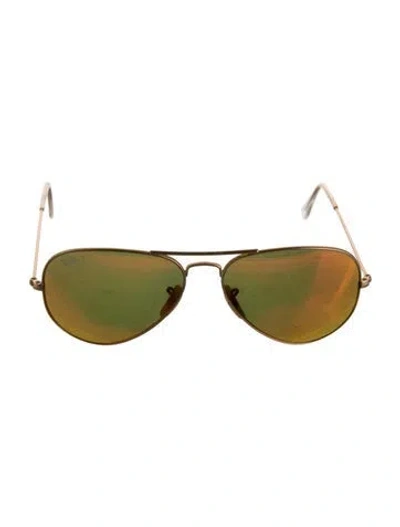 Pre-owned Ray Ban Aviator Mirrored Sunglasses In Gold