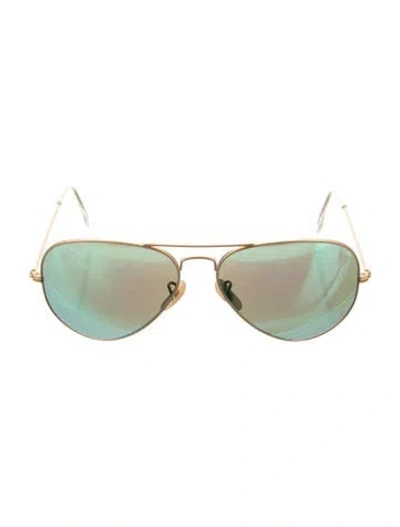 Pre-owned Ray Ban Aviator Mirrored Sunglasses In Gold