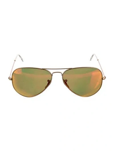 Pre-owned Ray Ban Aviator Mirrored Sunglasses In Gold