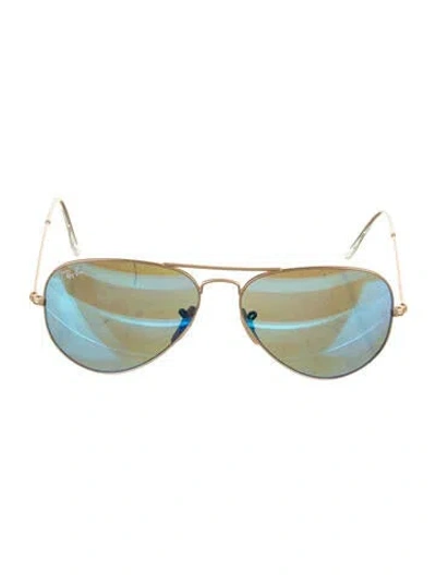 Pre-owned Ray Ban Aviator Mirrored Sunglasses In Gold