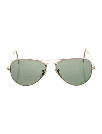 Pre-owned Ray Ban Aviator Mirrored Sunglasses In Gold