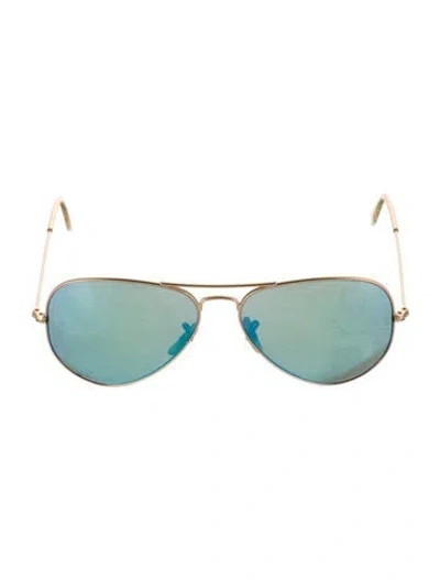 Pre-owned Ray Ban Aviator Mirrored Sunglasses In Gold