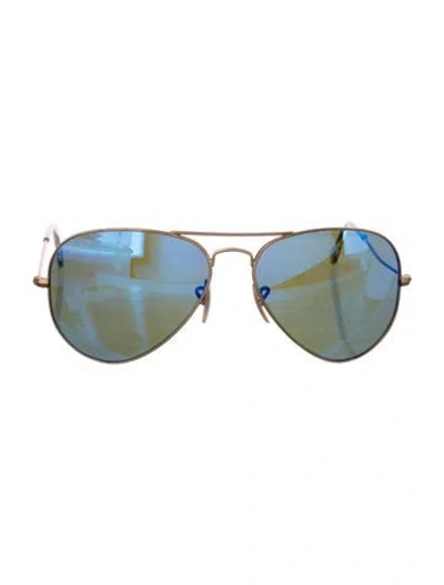 Pre-owned Ray Ban Aviator Mirrored Sunglasses In Gold