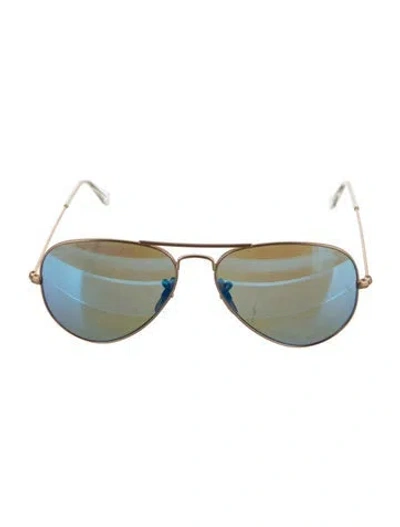 Pre-owned Ray Ban Aviator Mirrored Sunglasses In Gold