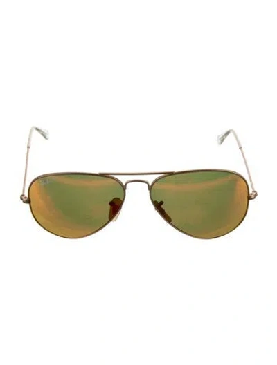 Pre-owned Ray Ban Aviator Mirrored Sunglasses In Gold