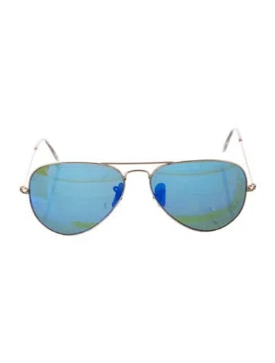 Pre-owned Ray Ban Aviator Mirrored Sunglasses In Gold
