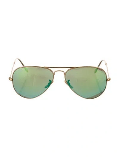Pre-owned Ray Ban Aviator Mirrored Sunglasses In Gold