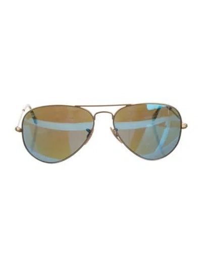 Pre-owned Ray Ban Aviator Mirrored Sunglasses In Gold