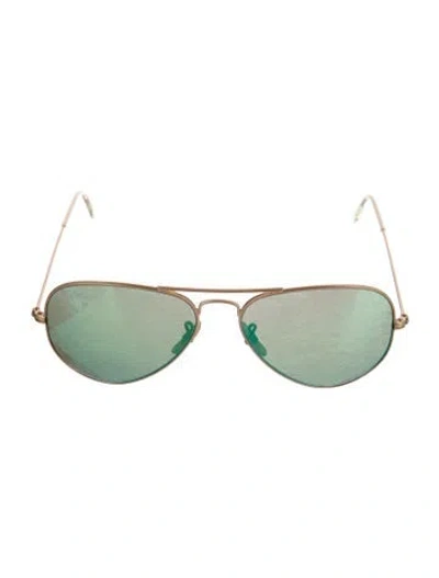 Pre-owned Ray Ban Aviator Mirrored Sunglasses In Gold/metallic