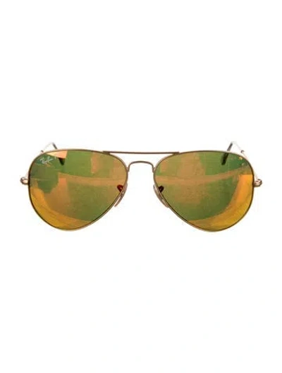 Pre-owned Ray Ban Aviator Mirrored Sunglasses In Gold/metallic