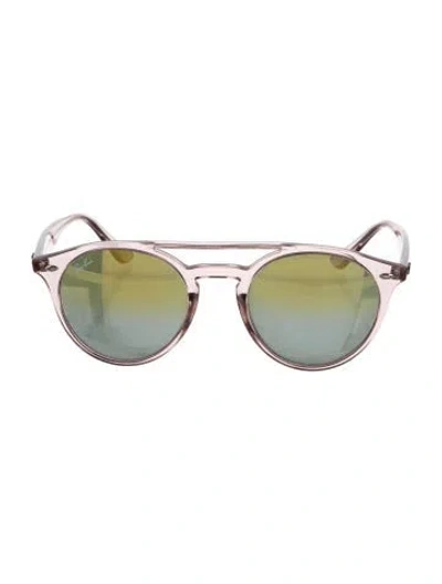 Pre-owned Ray Ban Aviator Mirrored Sunglasses In Pink
