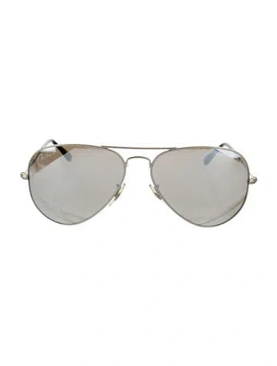 Pre-owned Ray Ban Aviator Mirrored Sunglasses In Silver