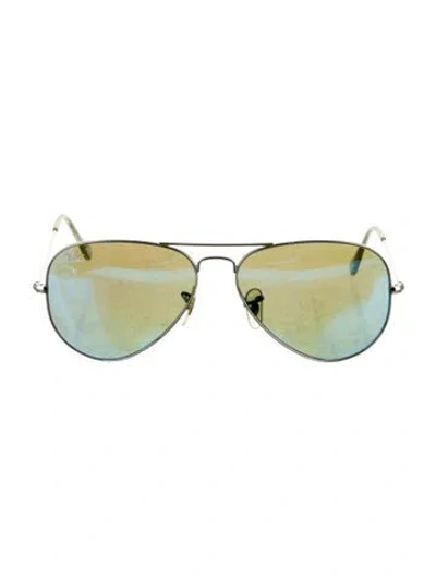Pre-owned Ray Ban Aviator Mirrored Sunglasses In Silver