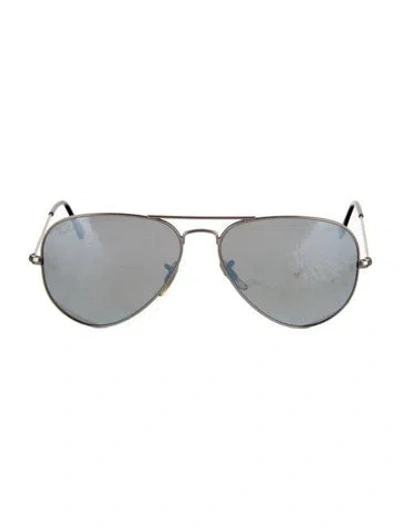 Pre-owned Ray Ban Aviator Mirrored Sunglasses In Silver