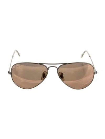Pre-owned Ray Ban Aviator Mirrored Sunglasses In Silver