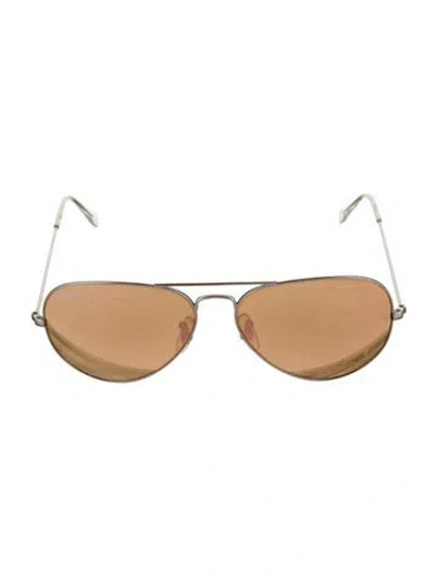 Pre-owned Ray Ban Aviator Mirrored Sunglasses In Silver